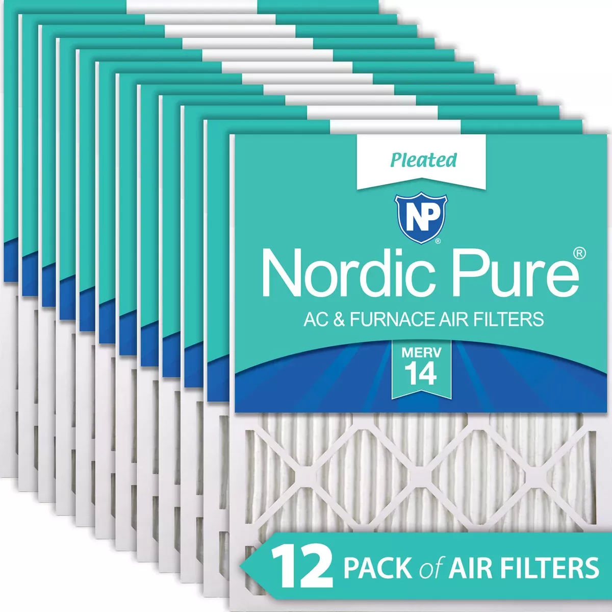 10x10x1 Pleated MERV 14 Air Filters 12 Pack