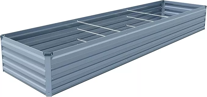 12x2x1-5ft-galvanized-raised-garden-bed-outdoor-planter-box-metal-patio-kit-plan 12x2x1.5ft Galvanized Raised Garden Bed,Outdoor Planter Box Metal Patio Kit Planting Bed for Vegetables Flowers Herb,Silver