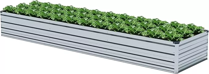 12x2x1-5ft-galvanized-raised-garden-beds-kit-large-outdoor-metal-gardening-plant 12x2x1.5FT Galvanized Raised Garden Beds Kit Large Outdoor Metal Gardening Planter Box for Vegetable Elevated Flower Herbs, Silver