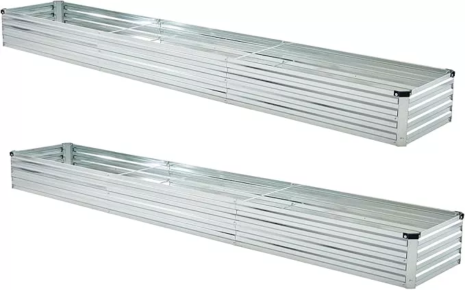 12x2x1ft-2-pack-galvanized-raised-garden-bed-outdoor-planter-box-metal-patio-kit 12x2x1ft(2 Pack) Galvanized Raised Garden Bed,Outdoor Planter Box Metal Patio Kit Planting Bed for Vegetables Flowers and Succulents,Silver