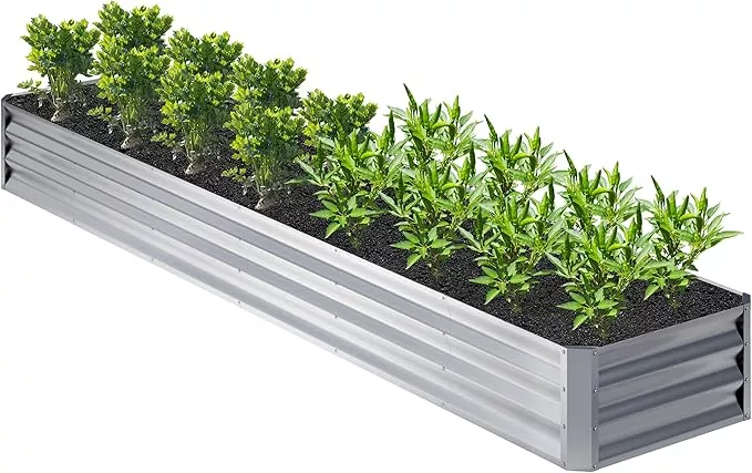 12x2x1ft-galvanized-raised-garden-bed-planter-raised-beds-metal-garden-box-large 12x2x1FT Galvanized Raised Garden Bed,Planter Raised Beds-Metal Garden Box,Large Plant for Outdoor Planting, Vegetables Bed,Flower,Herb-Sliver