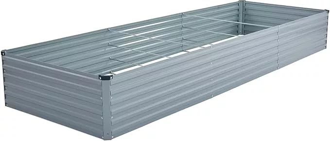 12x4x1-5ft-galvanized-raised-garden-bed-outdoor-planter-box-metal-patio-kit-plan 12x4x1.5ft Galvanized Raised Garden Bed,Outdoor Planter Box Metal Patio Kit Planting Bed for Vegetables Flowers Herb,Silver
