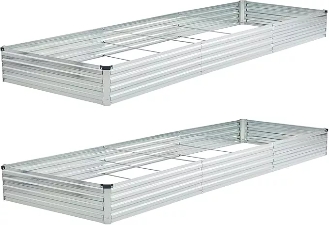 12x4x1ft-2-pack-galvanized-raised-garden-bed-outdoor-planter-box-metal-patio-kit 12x4x1ft(2 Pack) Galvanized Raised Garden Bed,Outdoor Planter Box Metal Patio Kit Planting Bed for Vegetables Flowers and Succulents,Silver