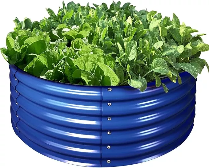 17-tall-42-round-blue-raised-garden-bed-kit-galvanized-metal-raised-garden-beds- 17" Tall, 42" Round Blue Raised Garden Bed Kit, Galvanized Metal Raised Garden Beds Outdoor for Vegetables Flowers,3.5 * 3.5 * 1.4Ft,Cobalt Blue