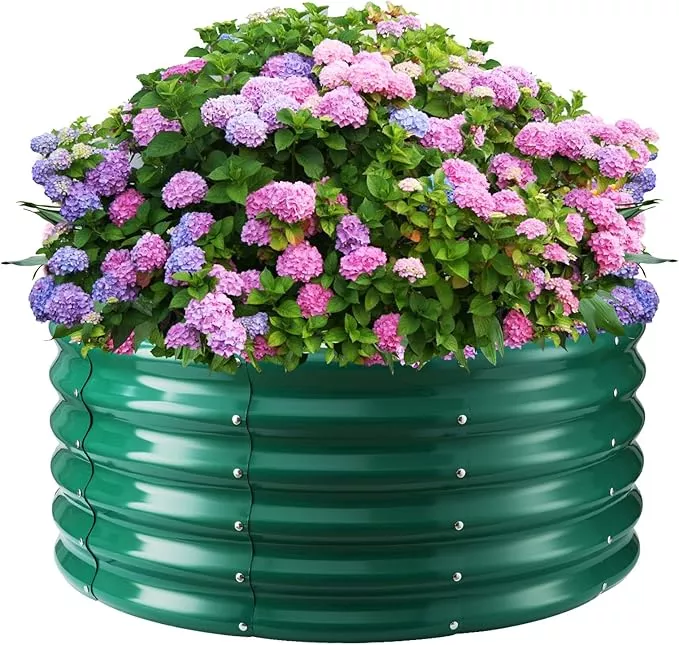 17-tall-round-outdoor-garden-raised-garden-bed-kits-0-8mm-thick-metal-raised-pla 17" Tall Round Outdoor Garden Raised Garden Bed Kits- 0.8MM Thick Metal Raised Planter Bed/Ground Planter Box for Variety of Flowers,Herbs,Vegetables (Black, 32 inches Diameter)