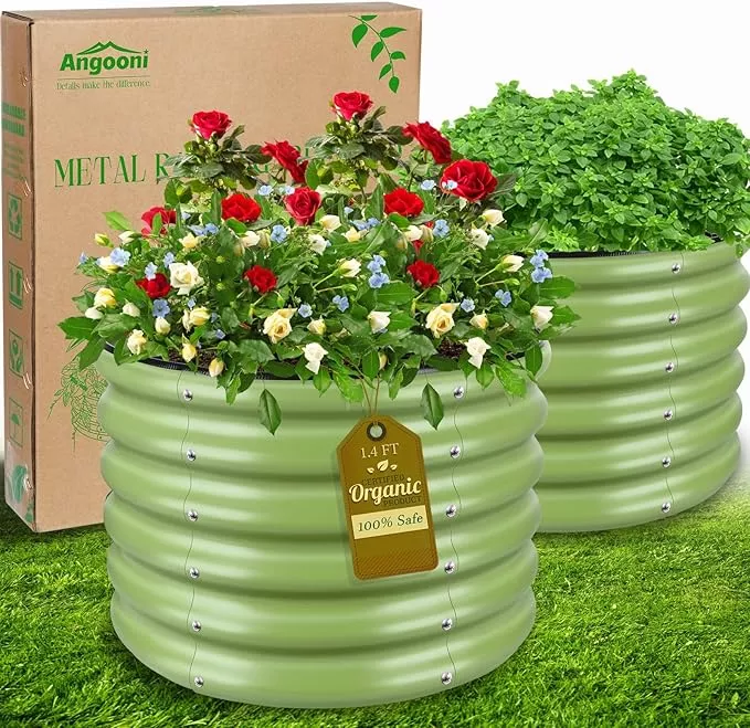 2-pack-2x2x1-4ft-galvanized-raised-garden-bed-deep-metal-garden-bed-large-raised (2 Pack 2x2x1.4ft Galvanized Raised Garden Bed, Deep Metal Garden Bed, Large Raised Garden Beds Outdoor, Raised Beds for Gardening for Vegetables, Flowers, Fruits