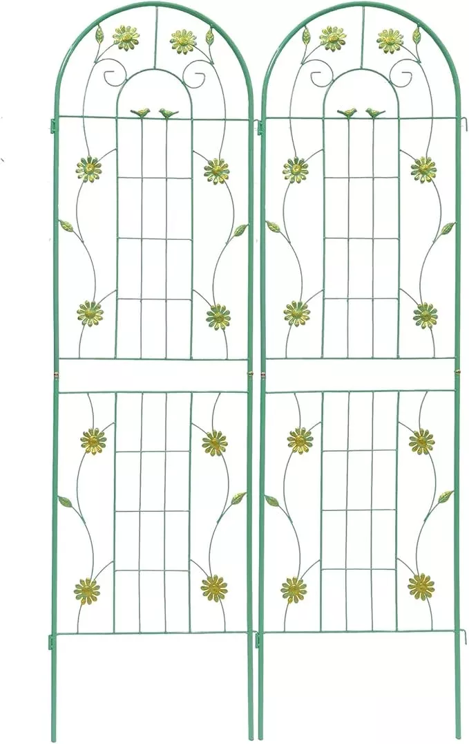 2-pack-metal-garden-trellis-71-h-garden-fence-rustproof-trellis-climbing-plants- 2 Pack Metal Garden Trellis 71" H Garden Fence Rustproof Trellis for Climbing Plants Support Roses Flower Outdoor Lawn, Green
