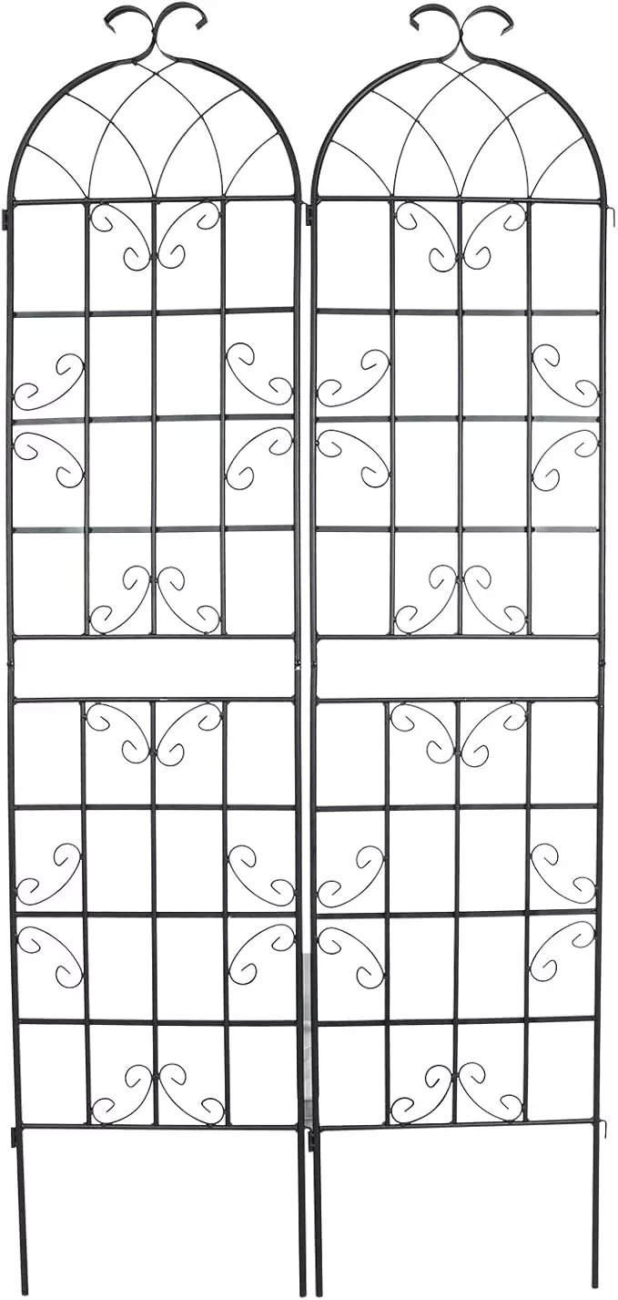 2-pack-metal-garden-trellis-86-2x19-7inch-climbing-plants-rustproof-sturdy-black 2 Pack Metal Garden Trellis 86.2x19.7inch for Climbing Plants,Rustproof Sturdy Black Steel Trellis Plants Support Outdoor for Outdoor Roses Vine Cucumbers Vegetables Flower Support
