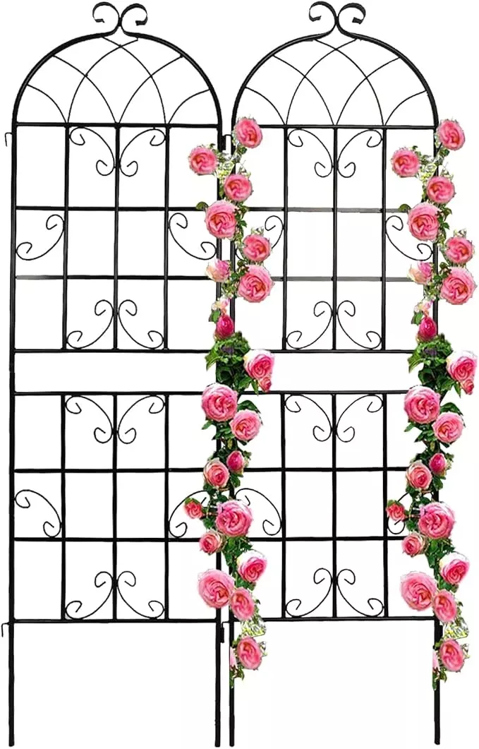 2-pack-metal-garden-trellis-climbing-plants-71-x-19-7-outdoor-fence-rustproof-ga 2 Pack Metal Garden Trellis for Climbing Plants 71" x 19.7" Outdoor Fence Rustproof Garden Trellis Support Roses Flower Lawn, Black 6FT