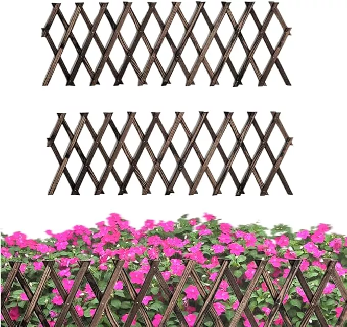 2-pcs-expandable-garden-trellis-12-x-75-wooden-lattice-fence-wall-panel-stretcha 2 PCS Expandable Garden Trellis, 12" x 75" Wooden Lattice Fence Wall Panel Stretchable Decorative Fences Lattice Trellis for Climbing Plants Outdoor Ivy Vine Rose Clematis Garden Patio Room Decor (2)