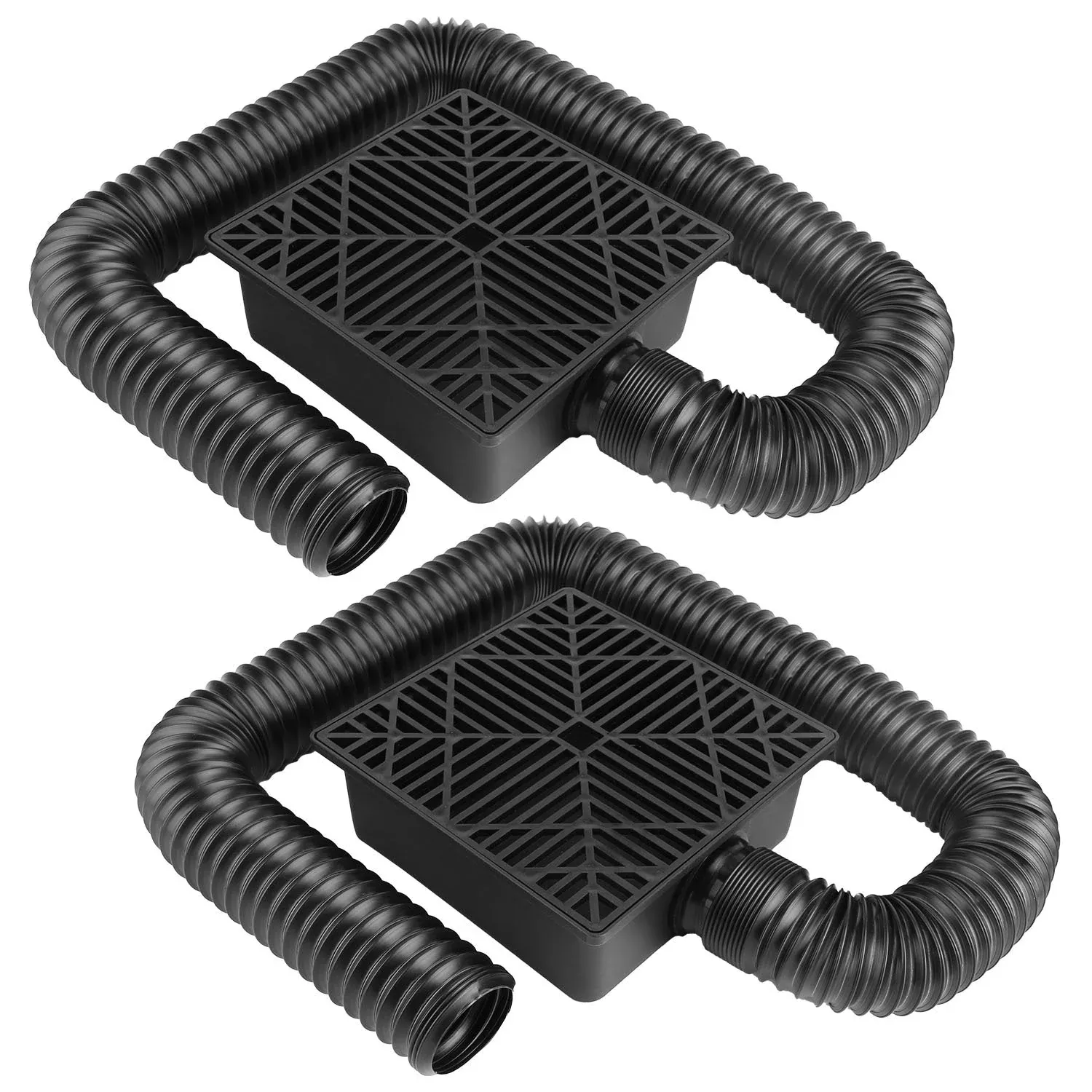 2pcs-gutter-downspout-extension-low-profile-no-deep-digging-catch-basin-downspou 2Pcs Gutter Downspout Extension Low Profile No Deep Digging Catch Basin Downspout Extender with 4.9FT Flexible Extendable Hose For House Foundation Pr
