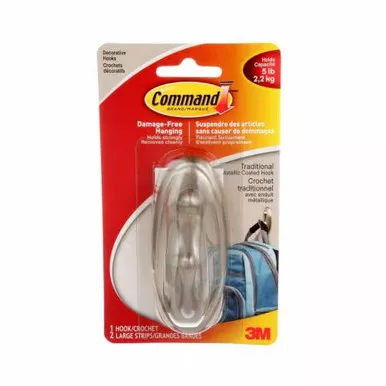 3m-command-brushed-nickel-traditional-decorative-hook-large 3M Command Brushed Nickel Traditional Decorative Hook - Large