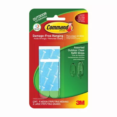 3m-command-clear-outdoor-assorted-refill-strips-medium-large 3M Command Clear Outdoor Assorted Refill Strips - Medium & Large