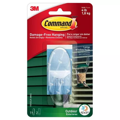 3m-command-clear-outdoor-window-hook-large 3M Command Clear Outdoor Window Hook - Large