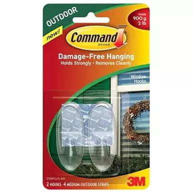 3m-command-clear-outdoor-window-hook-medium 3M Command Clear Outdoor Window Hook - Medium