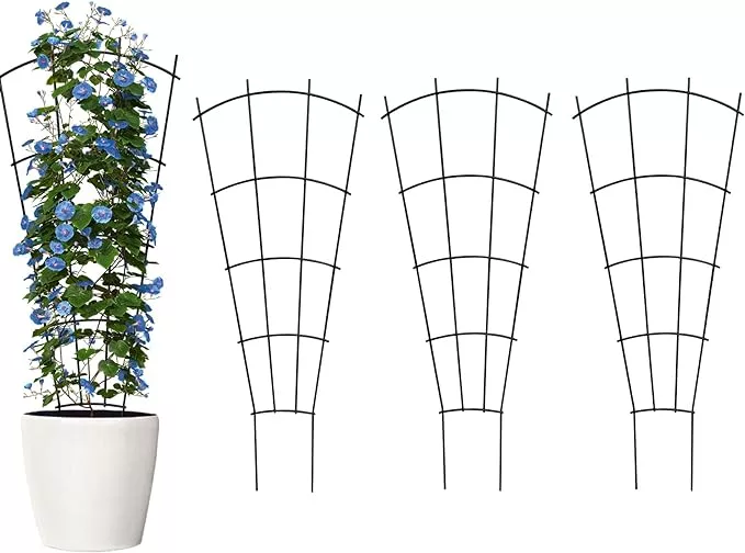4-pack-32-indoor-plant-trellis-potted-plants-climbing-outdoor-metal-garden-trell 4 Pack 32'' Indoor Plant Trellis for Potted Plants Climbing Outdoor Metal Garden Trellis Houseplants Flowers Vine Ivy,Fan Shape, Black