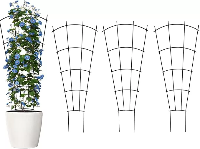 4-pack-43-indoor-plant-trellis-potted-plants-climbing-outdoor-metal-garden-trell 4 Pack 43'' Indoor Plant Trellis for Potted Plants Climbing Outdoor Metal Garden Trellis Houseplants Flowers Vine Ivy,Fan Shape, Black