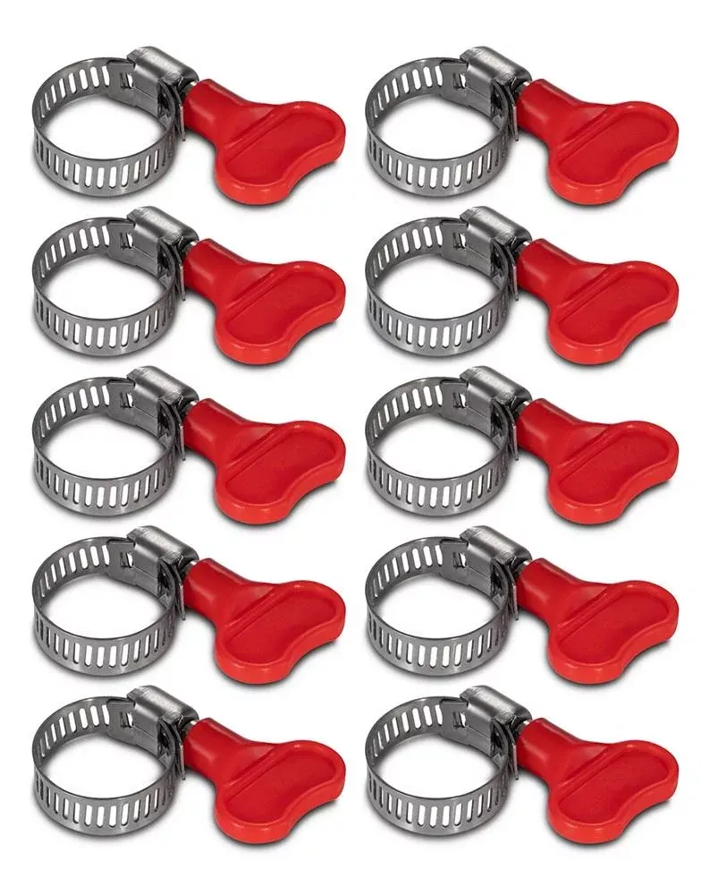 adjustable-stainless-steel-hose-clamp-with-red-butterfly-key-10-pack Adjustable Stainless Steel Hose Clamp with Red Butterfly Key - 10 Pack