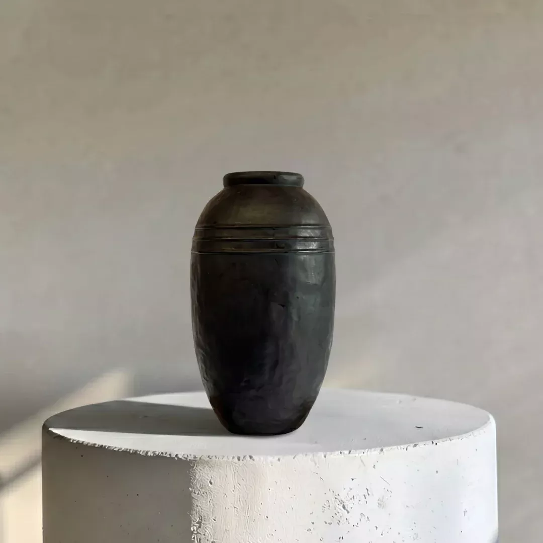 arden-terracotta-vessel-hand-painted-in-jet-black-7-4-d-x-13-h Arden Terracotta Vessel, hand-painted in Jet Black, 7.4"D x 13"H