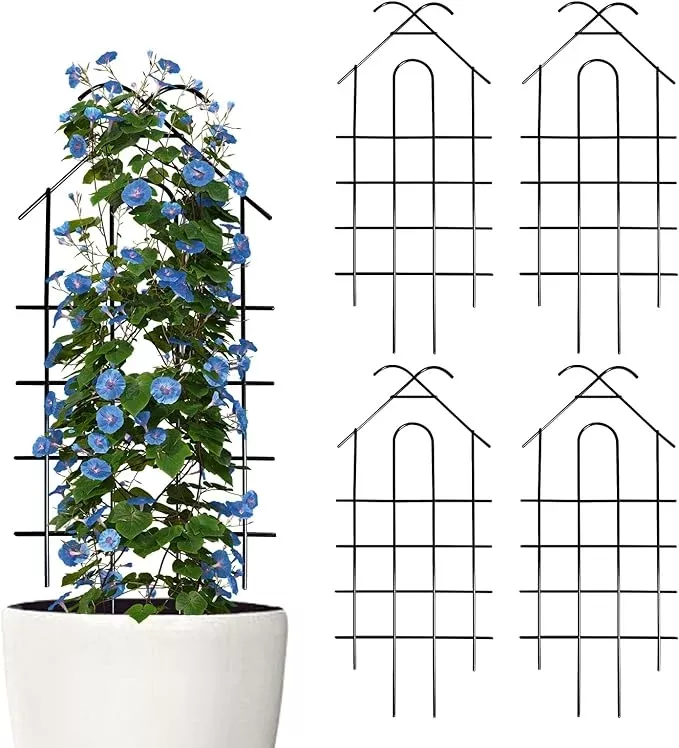 arifaro-40-metal-garden-trellis-climbing-plants-indoor-outdoor-sturdy-plant-trel ARIFARO 40'' Metal Garden Trellis for Climbing Plants, Indoor/Outdoor Sturdy Plant Trellis for Potted Plants,House Plants, Climbing Vines, Pack of 4, Black