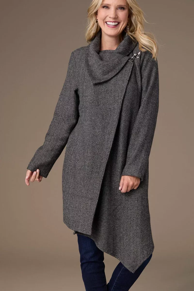 billy-herringbone-cardigan-with-clasp-l-xl-black Billy Herringbone Cardigan with Clasp L/XL Black