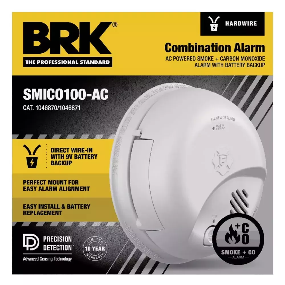 BRK, 2-In-1 Interconnect Hardwire Ionization Smoke & Carbon Monoxide Alarm