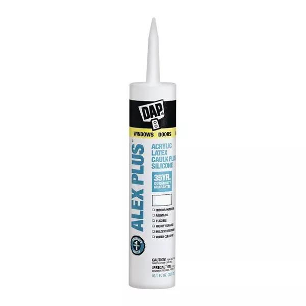 DAP ALEX PLUS 18156 Acrylic Latex Caulk with Silicone, Clear, 10.1 fl-oz Cartridge