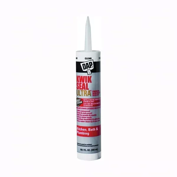 DAP KWIK SEAL ULTRA 18898 Siliconized Sealant, Clear, 10.1 oz Cartridge