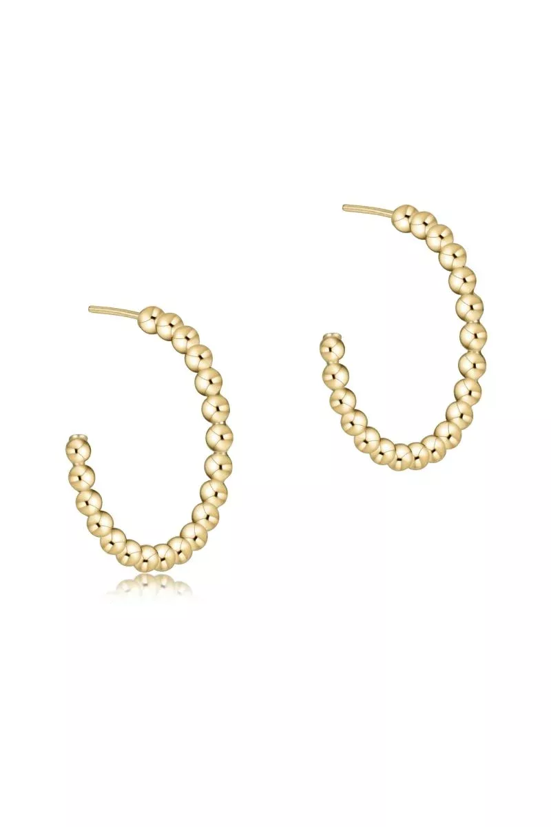 enewton Beaded Classic 1.25" Post Hoop Earrings 4mm Gold