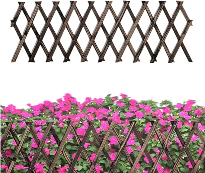 expandable-garden-trellis-12-x-75-wooden-lattice-fence-wall-panel-stretchable-de Expandable Garden Trellis, 12" x 75" Wooden Lattice Fence Wall Panel Stretchable Decorative Fences Lattice Trellis for Climbing Plants Outdoor Ivy Vine Rose Clematis Garden Patio Room Decor (1)