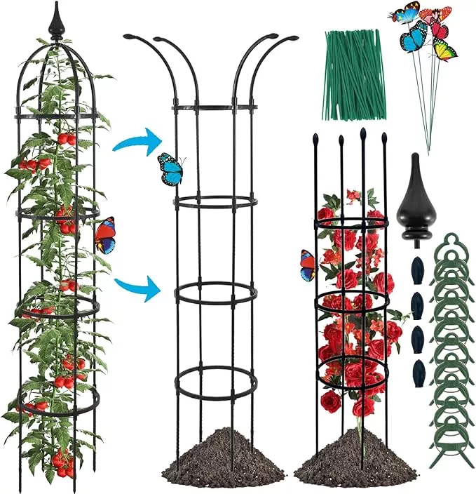 garden-obelisk-trellis-climbing-plants-outdoor-6-6ft-tall-rustproof-coated-metal Garden Obelisk Trellis for Climbing Plants Outdoor, 6.6ft Tall Rustproof Coated Metal Plant Support with Garden Twist Tie (1 PK)