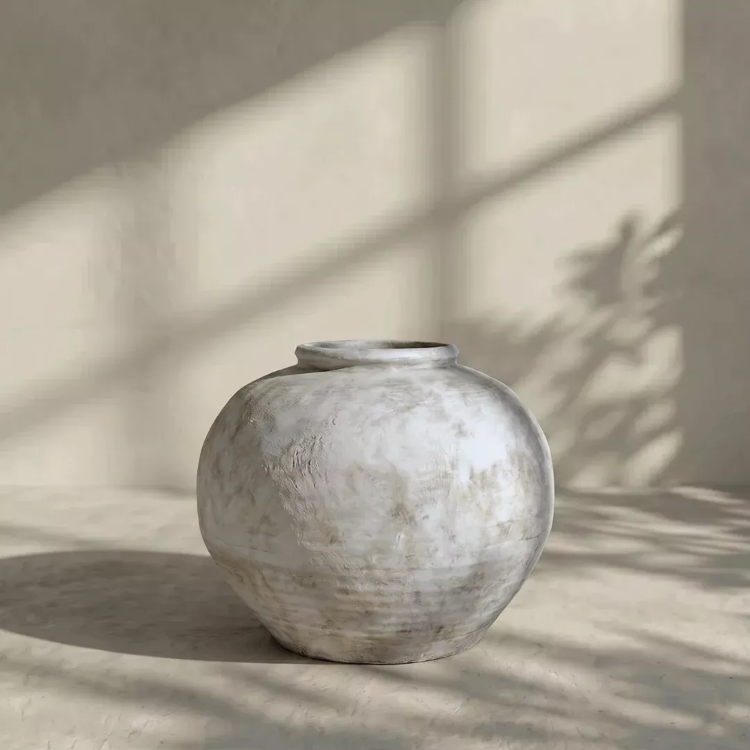 greystone-fiber-clay-vessel-in-aged-white-18-5-d-x-14-4-h Greystone Fiber Clay Vessel in Aged White, 18.5"D x 14.4"H