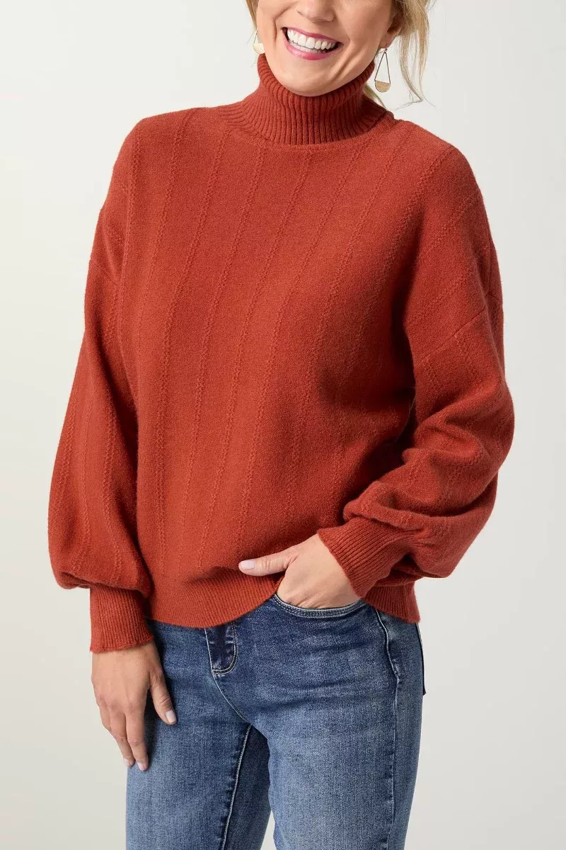 heavenly-luxe-textured-knit-turtleneck-xs-spice Heavenly-Luxe Textured Knit Turtleneck XS Spice