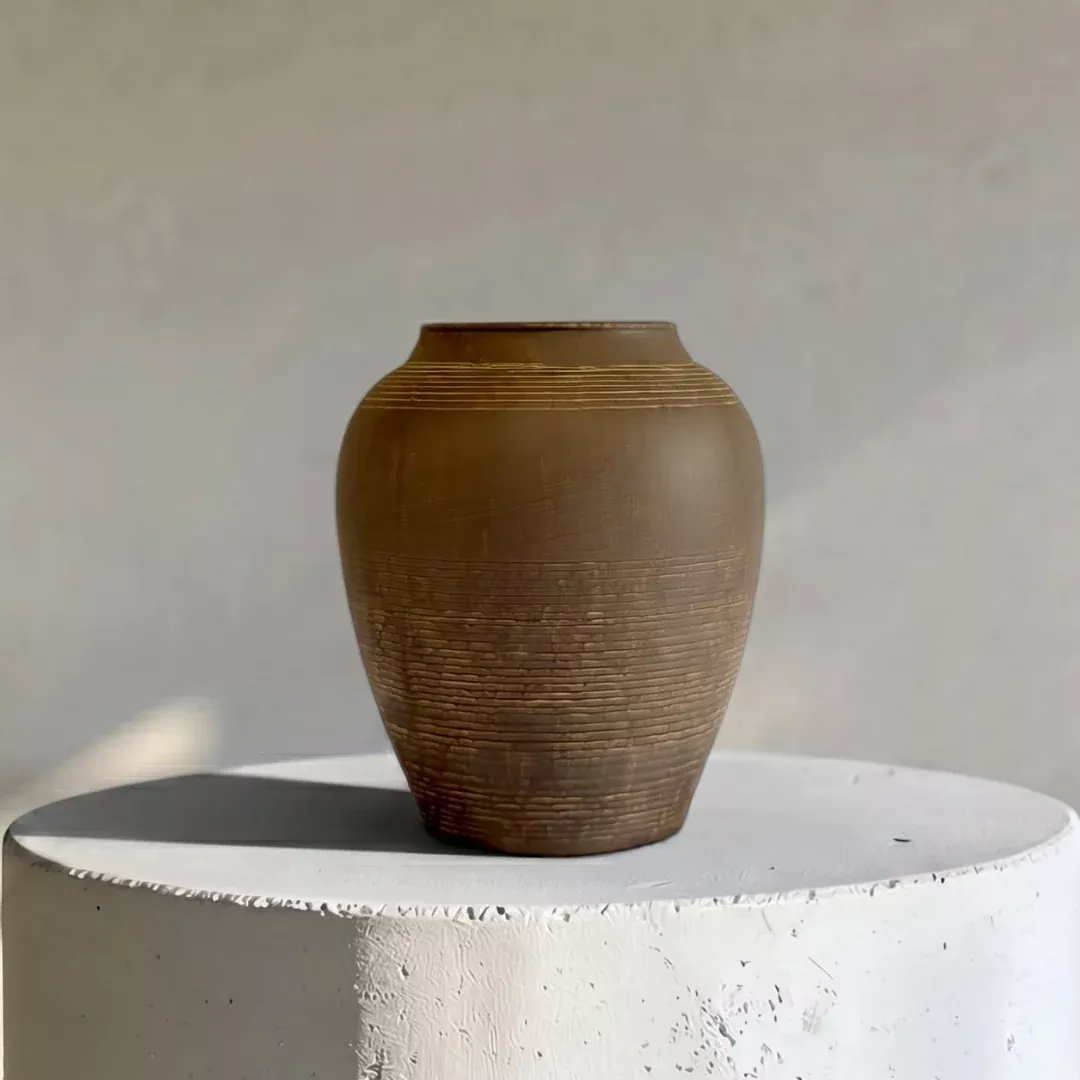 heritage-classic-terracotta-vessel-hand-painted-in-earthly-brown-or-weathered-bl Heritage Classic Terracotta Vessel, Hand-Painted in Earthly Brown or Weathered Black, 7.8"D x 9.4"H