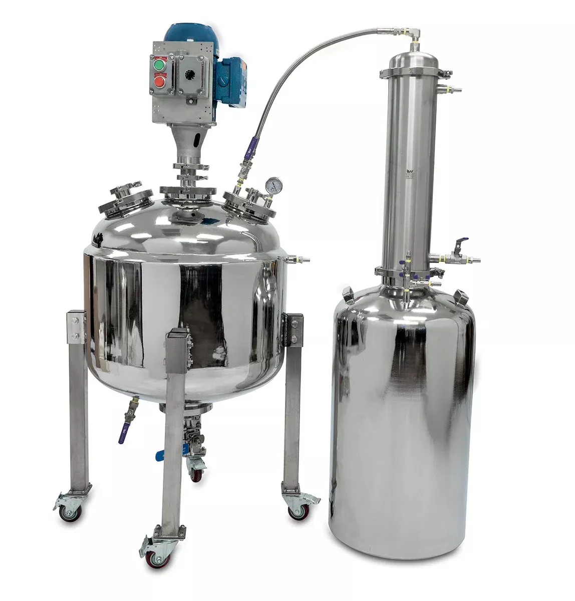 jacketed-reactor-with-motor-collection-vessel Jacketed Reactor with Motor and Collection Vessel