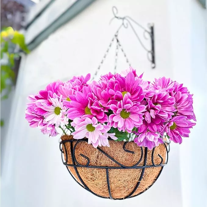 lalagreen-hanging-planter-outdoor-plants-4-pack-16-inch-hanging-baskets-with-coc LaLaGreen Hanging Planter for Outdoor Plants (4 Pack, 16 Inch) Hanging Baskets with Coco Liner, Metal Wire Flower Basket Pots with Hook Hanger Balcony Porch Farmhouse Country Style Garden Decor