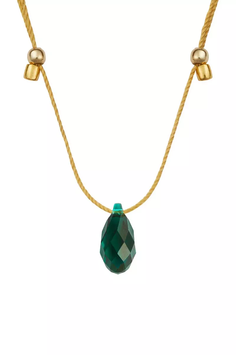 livy-hyevibe-crystal-slider-necklace-emerald-gold &Livy Hyevibe Crystal Slider Necklace Emerald Gold