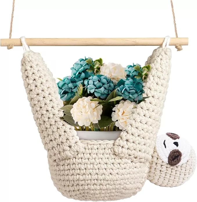 macrame-plant-hanger-crochet-sloth-hanging-planter-sloth-gifts-5-inch-animal-wal Macrame Plant Hanger Crochet Sloth Hanging Planter Sloth Gifts,5 Inch Animal Wall Hanging Plant Holder for Plant Sloth Lovers, Home Decor Indoor Outdoor Plants Succulent Gifts