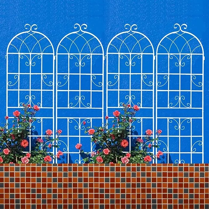 metal-garden-trellis-rustproof-trellis-climbing-plants-outdoor-flower-support-bu Metal Garden Trellis Rustproof Trellis for Climbing Plants Outdoor Flower Support Butterfly Deco (Cream White-2 Pack, 71"x19.7")