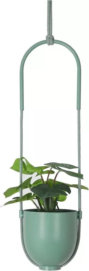 metal-hanging-planter-indoor-outdoor-plants-modern-wall-ceiling-hanging-plant-ho Metal Hanging Planter for Indoor Outdoor Plants Modern Wall and Ceiling Hanging Plant Holder Boho Flower Pot Hanger for Vines Succulents Ferns Room Decor(Green)