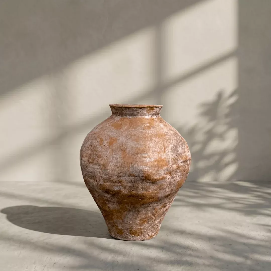 mojave-rustique-fiber-clay-vessel-hand-painted-in-aged-terracotta-or-weathered-b Mojave Rustique Fiber Clay Vessel, Hand-Painted in Aged Terracotta or Weathered Black, 15.7"D x 18.8"H