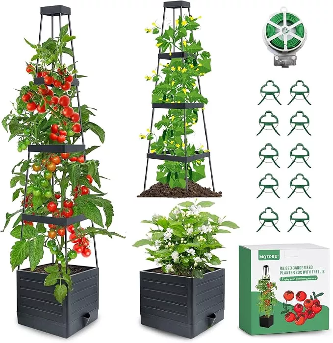mqforu-2pack-raised-garden-bed-planter-boxes-with-trellis-57-self-watering-tomat MQFORU 2Pack Raised Garden Bed Planter Boxes with Trellis, 57" Self-Watering Tomato Planter Boxes with Trellis for Climbing Vegetable and Plants, Tomato Cage for Indoor Outdoor Use
