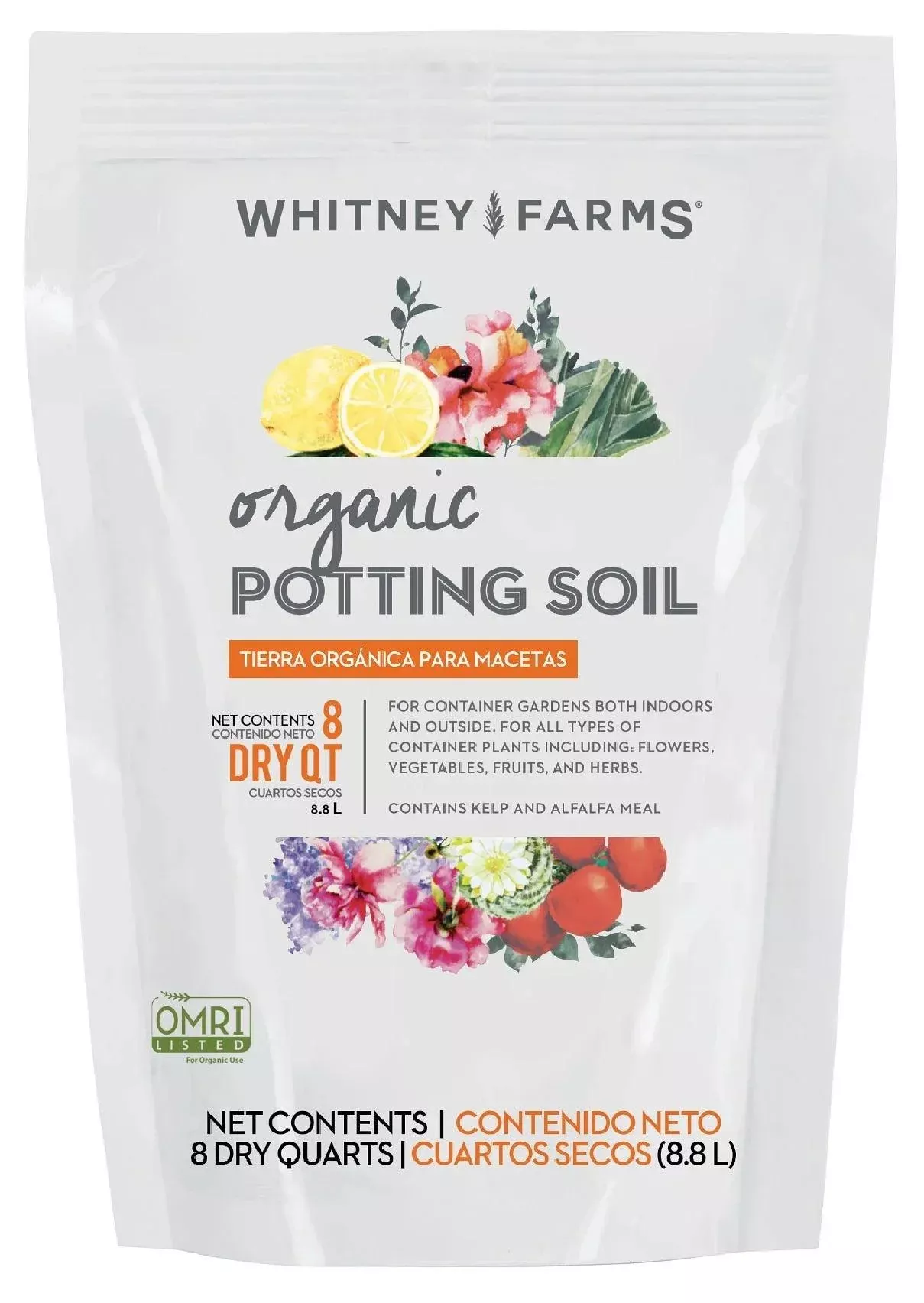 Organic Potting Soil for Container Gardens, 8 Dry Qt.