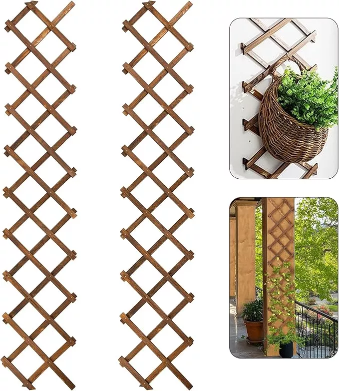 pack-2-extra-thick-wooden-wall-trellis-expandable-wall-planter-lattice-panels-cl Pack of 2 Extra Thick Wooden Wall Trellis- Expandable Wall Planter Lattice Panels for Climbing Plants, Hanging Vertical Plant Support Fence Frame Outdoor Indoor for Balcony Patio Garden Room