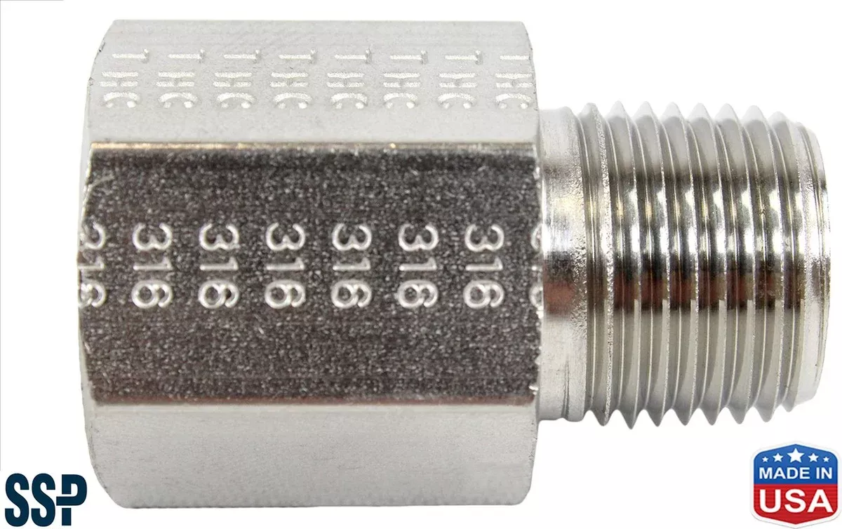 pipe-reducing-adapter-1-2-14-fnpt-x-3-8-18-mnpt-316-ss Pipe Reducing Adapter, 1/2-14 FNPT x 3/8-18 MNPT, 316 SS
