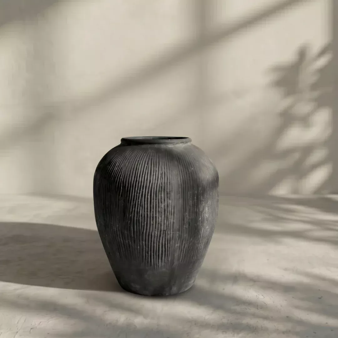 pompeii-terranova-fiber-clay-vessel-in-weathered-black-aged-gray-or-antique-umbe Pompeii Terranova, Fiber Clay Vessel in Weathered Black, Aged Gray, or Antique Umber, 14.1"D x 15.7"H