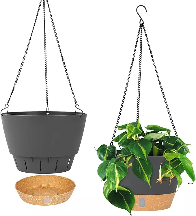 qcqhdu-2-pack-10-inch-hanging-planters-indoor-plants-outdoor-hanging-baskets-sel QCQHDU 2 Pack 10 inch Hanging Planters for Indoor Plants, Outdoor Hanging Baskets, Self Watering Pots with Drainage Holes & Removable Tray (White, 10 inch)