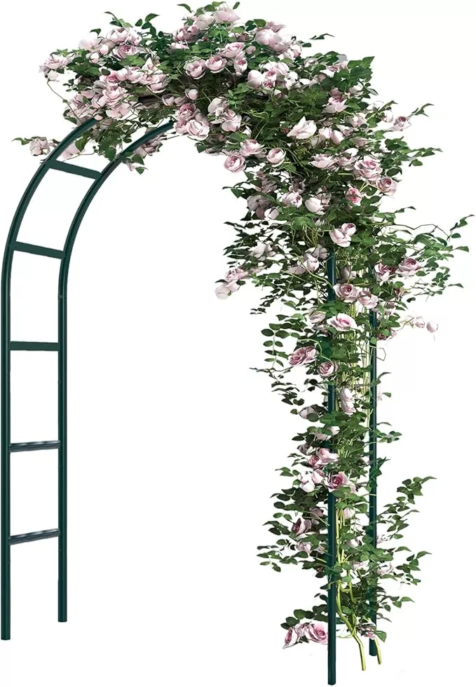rubfac-metal-garden-arch-wedding-event-decoration-garden-trellis-climbing-plants RUBFAC Metal Garden Arch, Wedding & Event Decoration, Garden Trellis for Climbing Plants, Assemble Freely 2 Sizes for Various Climbing Plant Roses Vines Bridal Party Decoration, Black, 1 Pack