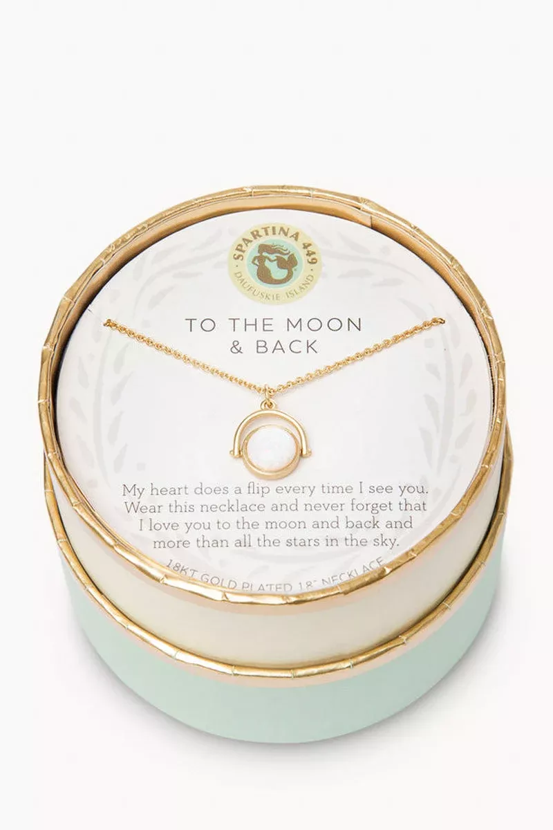 Spartina Sea La Vie To The Moon Back Heart Flip Necklace Gold