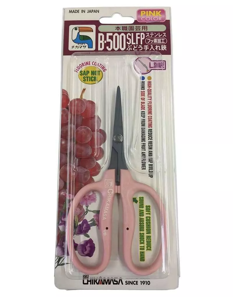 symbys-chikamasa-b-500slfp-slanted-blade-sap-resistant-pink-garden-scissors SYMBYS Chikamasa B-500SLFP Slanted Blade Sap Resistant Pink Garden Scissors
